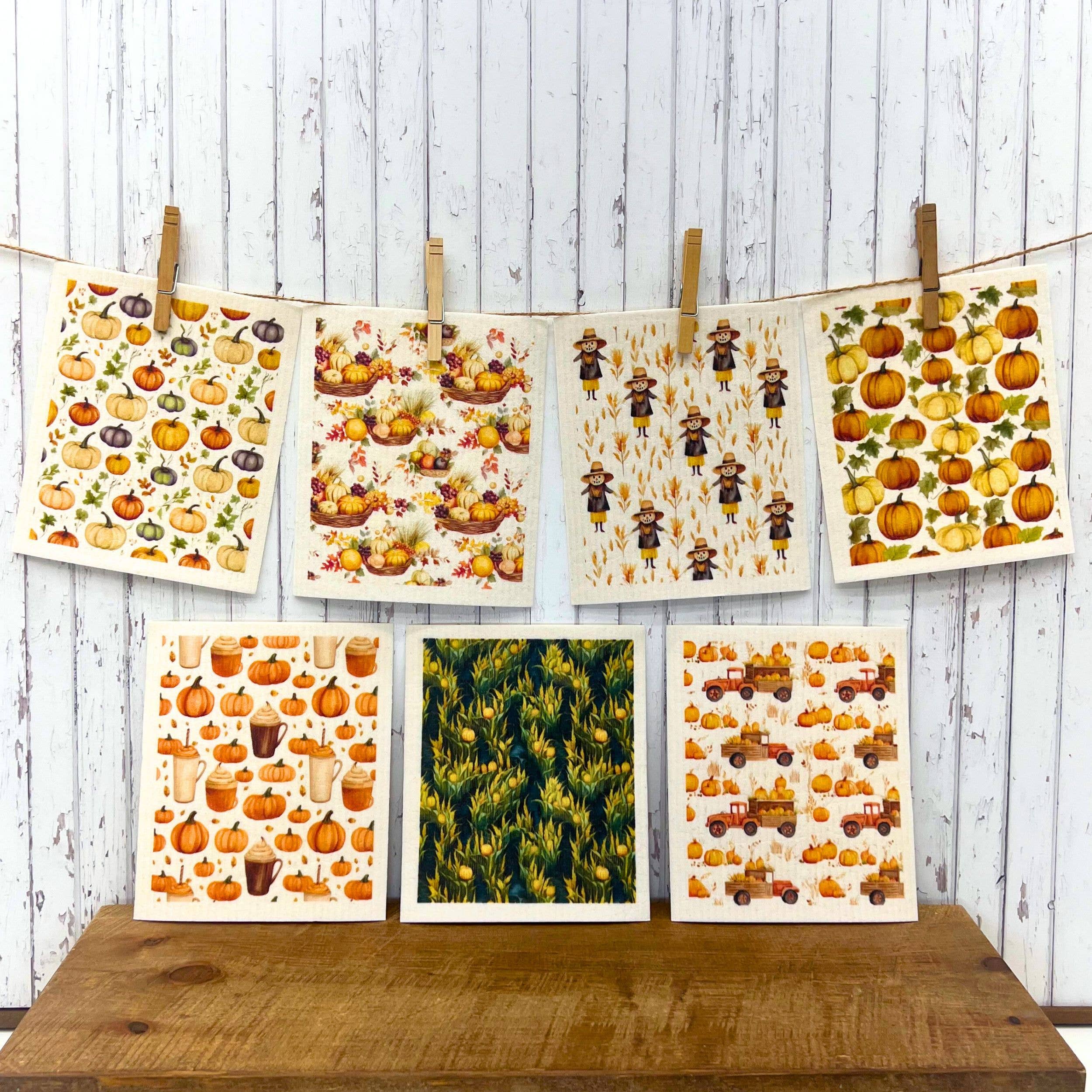 Pumpkin Spice Latte Swedish Dishcloth