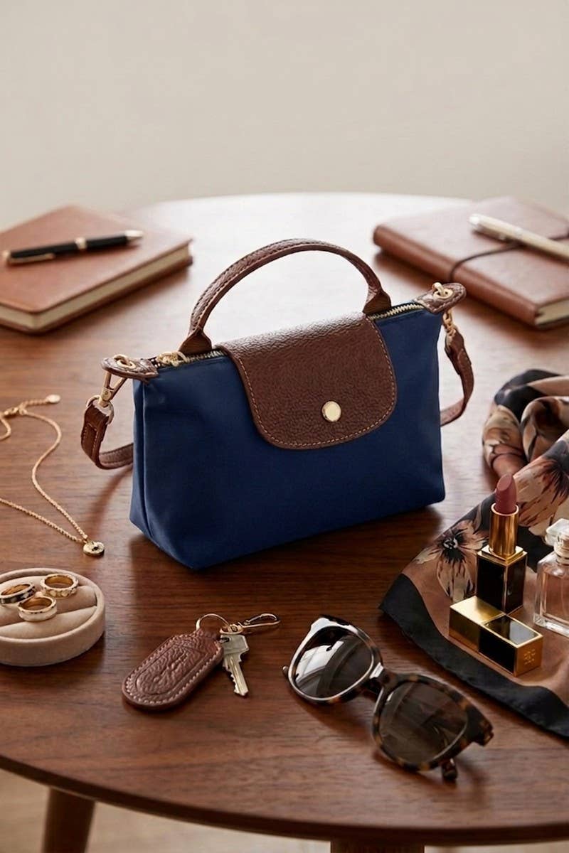 Trendy Color Block Flap Mini Handbag: DK RED-198064 / OS