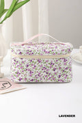 Ditsy Quilted Floral Travel Makeup Bag w/ Organizing Pockets: LAVENDER-200648 / OS