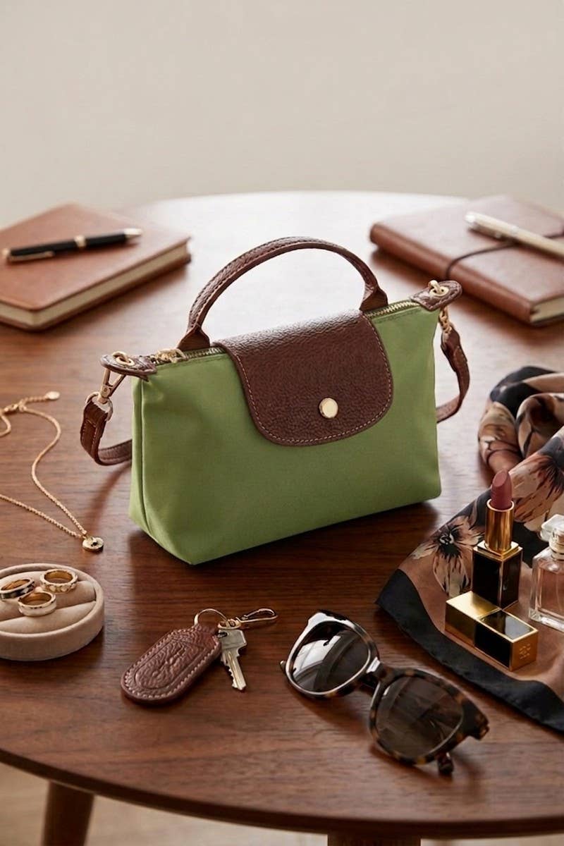 Trendy Color Block Flap Mini Handbag: DK RED-198064 / OS