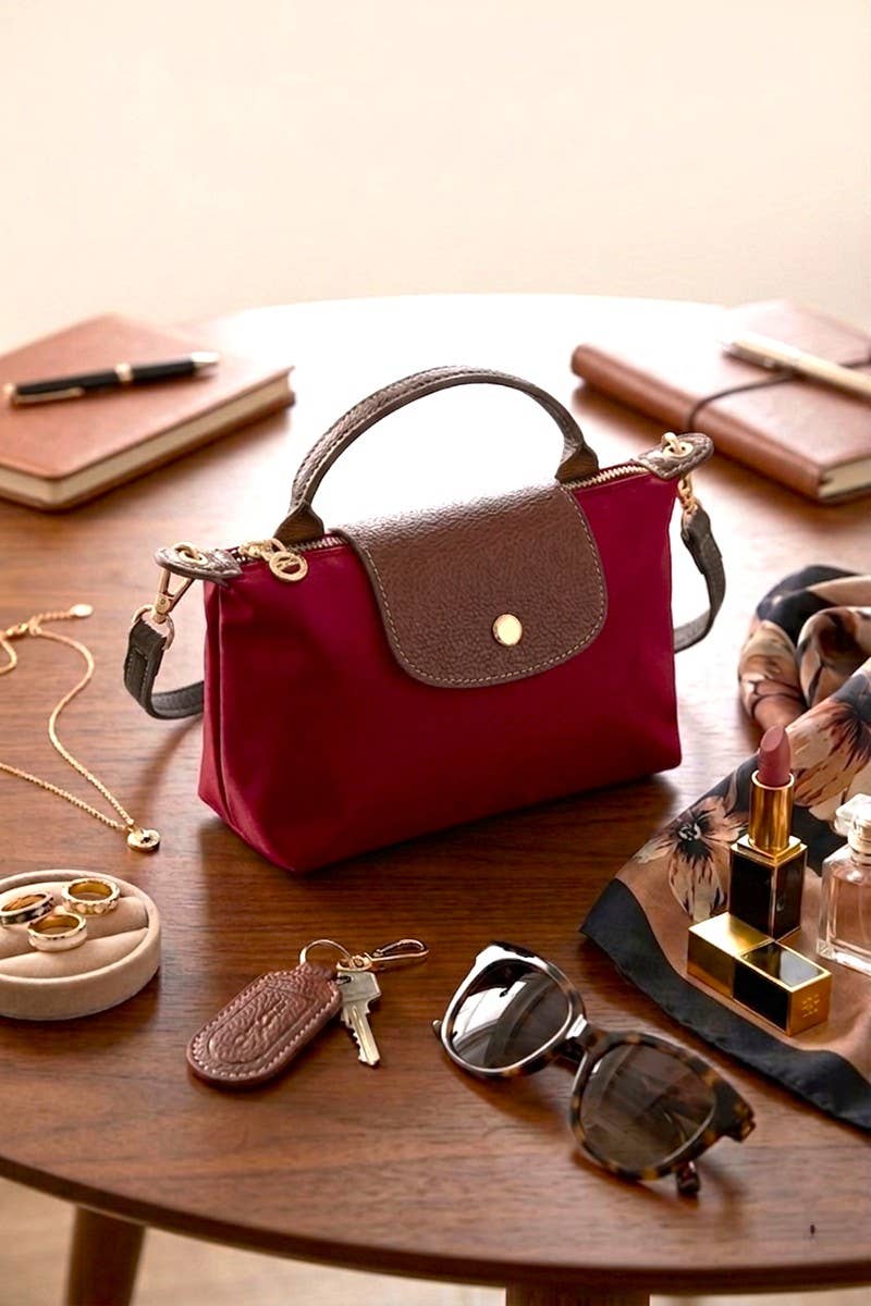 Trendy Color Block Flap Mini Handbag: ASH MOCHA-198061 / OS