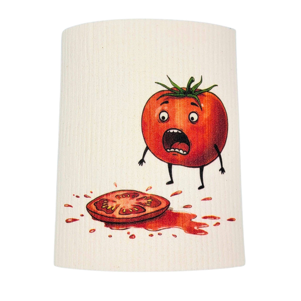 Tomato Homicide Funny Cartoon Swedish Dishcloth