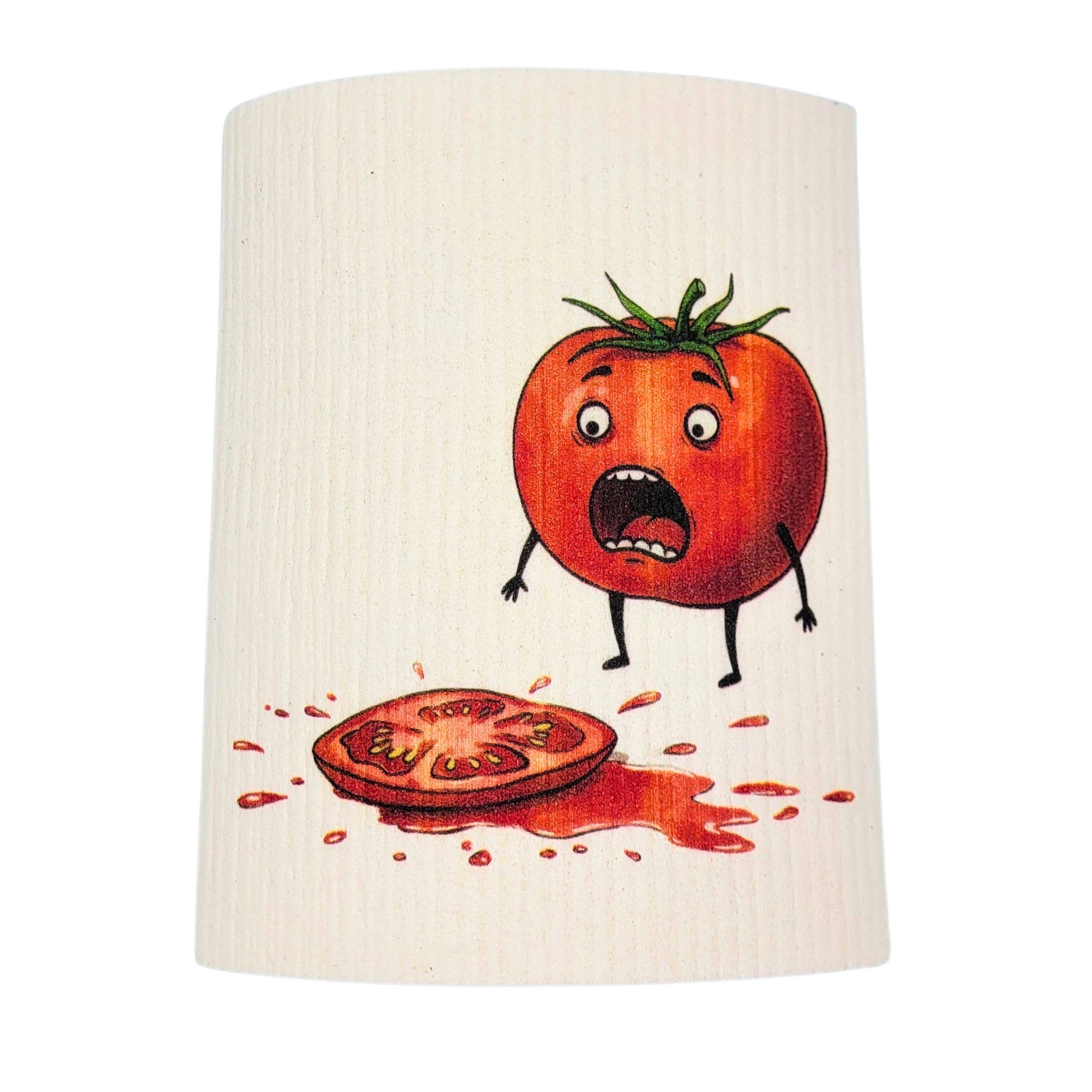 Tomato Homicide Funny Cartoon Swedish Dishcloth