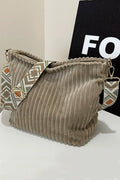 1002 Corduroy Tote Bag With Guitar Shoulder Strap SI-28151: ASH MOCHA-184245 / OS